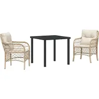 vidaXL Salon de jardin avec coussins 3 pcs Beige Poly-Rattan