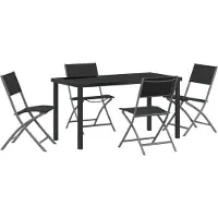 vidaXL Ensemble de jardin 5 pcs noir Acier revêtu par poudre