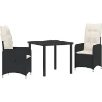 vidaXL Ensemble de jardin 3 pcs noir Poly-Rotin
