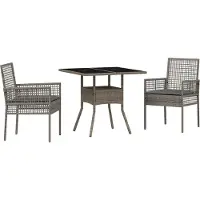 vidaXL Ensemble de jardin 3 pcs Gris Poly-Rotin
