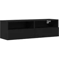 vidaXL Meuble TV mural noir imitation chêne 100 x 30 x 30 cm