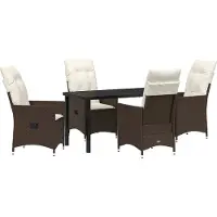 vidaXL Ensemble de salle à manger de jardin avec coussins 5 pièces Marron Poly-rotin
