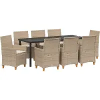 vidaXL Ensemble de jardin 9 pcs Beige Poly-Rotin