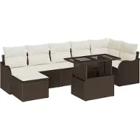 vidaXL Ensemble de canapé de jardin avec coussins avec mémoire 8 pcs brun poly rotin