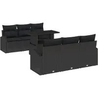 vidaXL Ensemble de canapé de jardin , 7 pièces, noir, en résine tressée