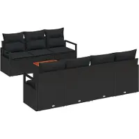 vidaXL Ensemble de canapé de jardin avec coussins 8 pcs noir poly rotin
