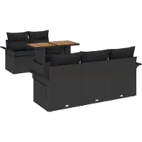 vidaXL Ensemble de canapé de jardin avec mémoire 6 pcs noir poly rotin