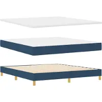 vidaXL Lit boxspring avec matelas et tête de lit Bleu 200 x 180 cm Tissu