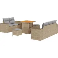 vidaXL Ensemble de canapé de jardin avec coussins 8 pcs Beige et gris clair Poly rotin