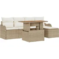 vidaXL Ensemble de canapés de jardin , 6 pièces, beige et crème, en polyrotin