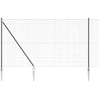 vidaXL Clôture européenne avec pointes, 10 x 1,6 m, acier revêtu de PVC, gris