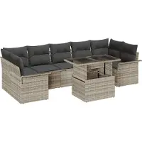 vidaXL Ensemble de canapé de jardin avec coussins 8 pcs gris clair Poly rotin