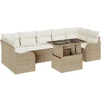 vidaXL Ensemble de canapé de jardin avec coussins avec mémoire 8 pcs Beige Poly Rattan