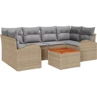 vidaXL Ensemble de canapé de jardin , 7 pièces, en polyrotin beige et gris clair