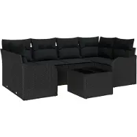 vidaXL Ensemble de canapés de jardin , noir, 55 x 55 x 37 cm, en rotin synthétique