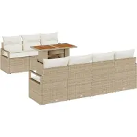 vidaXL Ensemble de salon de jardin , 8 pièces, 7 places, beige et crème