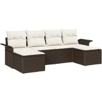 vidaXL Ensemble de canapés de jardin avec rangement, 6 pièces, en polyrotin marron