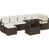 vidaXL Ensemble de canapé de jardin avec mémoire 8 pcs brun poly rotin