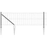 vidaXL Clôture européenne avec pointes, 10 x 0,8 m, acier revêtu de PVC, gris
