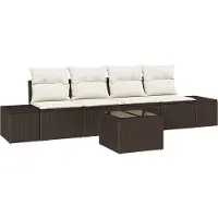 vidaXL Ensemble de canapés avec coussins, 5 pièces, marron et crème, en rotin synthétique