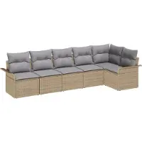 vidaXL Ensemble de canapé de jardin avec coussins avec mémoire 6 pcs Beige Poly Rattan