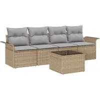 vidaXL Ensemble de canapé de jardin , 5 pièces, beige et gris, en polyrotin