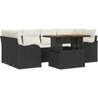 vidaXL Ensemble de canapé de jardin avec coussins 7 pcs noir et crème
