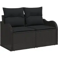vidaXL Ensemble de canapé de jardin avec mémoire 8 pcs noir poly rotin
