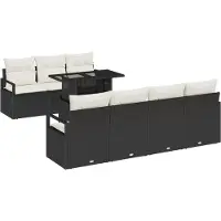 vidaXL Ensemble de canapés de jardin avec rangement, 8 pièces, noir et crème, en polyrotin