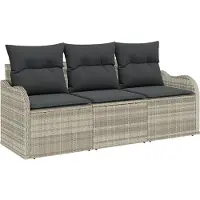 vidaXL Ensemble de canapés de jardin avec rangement, 3 pièces, gris clair, rotin synthétique