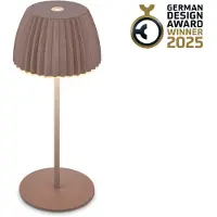 B.K.Licht Brilo unplugged RIFFLE Akku Mini Tischleuchte mit Lichtkante - Umbrasand (150 lm)