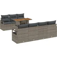 vidaXL Ensemble de canapé de jardin avec mémoire 8 pcs Gris Poly Rattan
