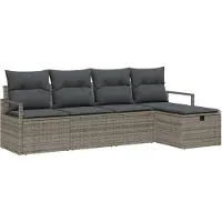 vidaXL Ensemble canapé avec coussins avec mémoire Gris Poly-Rotin