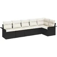 vidaXL Ensemble de canapé de jardin avec coussins 6 pcs noir Poly rotin