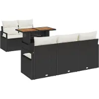 vidaXL Ensemble de canapé de jardin avec coussins 6 pcs noir et crème