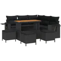 vidaXL Ensemble de canapé de jardin avec coussins 10 pcs noir poly rotin
