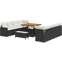 vidaXL Ensemble de canapés de jardin , 12 pièces, couleur noire et crème