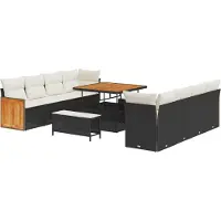 vidaXL Ensemble de canapés de jardin noir et crème 231 x 224 x 85 cm en rotin synthétique