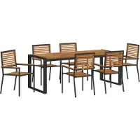 vidaXL Ensemble de jardin pour repas, 7 pièces, en résine tressée noire et marron