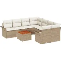 vidaXL Ensemble de canapés de jardin avec rangement, 9 pièces, beige et crème, en polyrotin