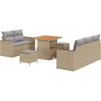 vidaXL Ensemble de canapé de jardin avec coussins 8 pcs Beige et gris clair