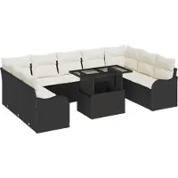vidaXL Ensemble de canapés de jardin , 10 pièces, couleur noire, en résine tressée, capacité de 9 personnes