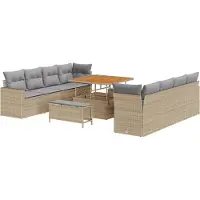 vidaXL Ensemble de canapé de jardin avec coussins 12 pcs Beige et gris clair Poly-Rotin