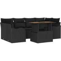 vidaXL Ensemble de salon de jardin , 7 pièces, couleur noire