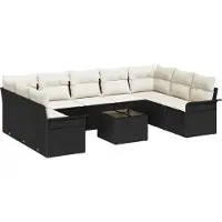 vidaXL Ensemble de canapés de jardin avec rangement, 10 pièces, en polyrotin marron