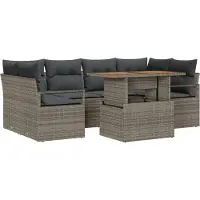 vidaXL Ensemble de salon de jardin , 7 pièces, couleur grise, capacité de 6 personnes