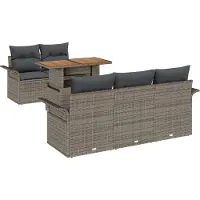 vidaXL Ensemble de canapé de jardin avec mémoire 6 pcs Gris Poly Rattan