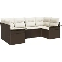 vidaXL Ensemble de canapé de jardin avec mémoire 6 pcs brun poly rotin