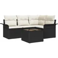 vidaXL Ensemble canapé de jardin avec mémoire 5 pcs noir poly rotin