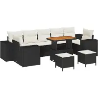 vidaXL Ensemble de canapés de jardin , 10 pièces, 9 places, noir et crème